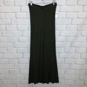 NWT By Anthropologie Gibson Ribbed Knit Sweater Flare Pants Size M Moss Green